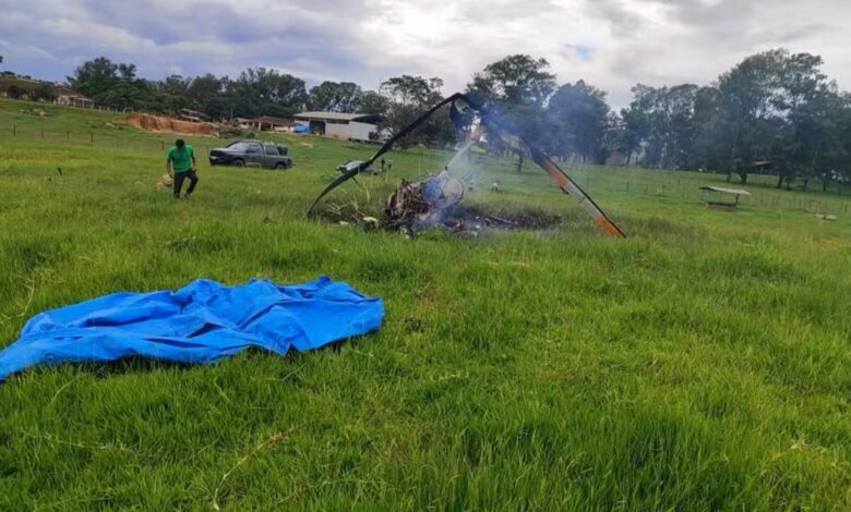 Helicóptero cai em quinta no Meridional de Minas e deixa três mortos Helicóptero cai em quinta no Meridional de Minas e deixa três mortos